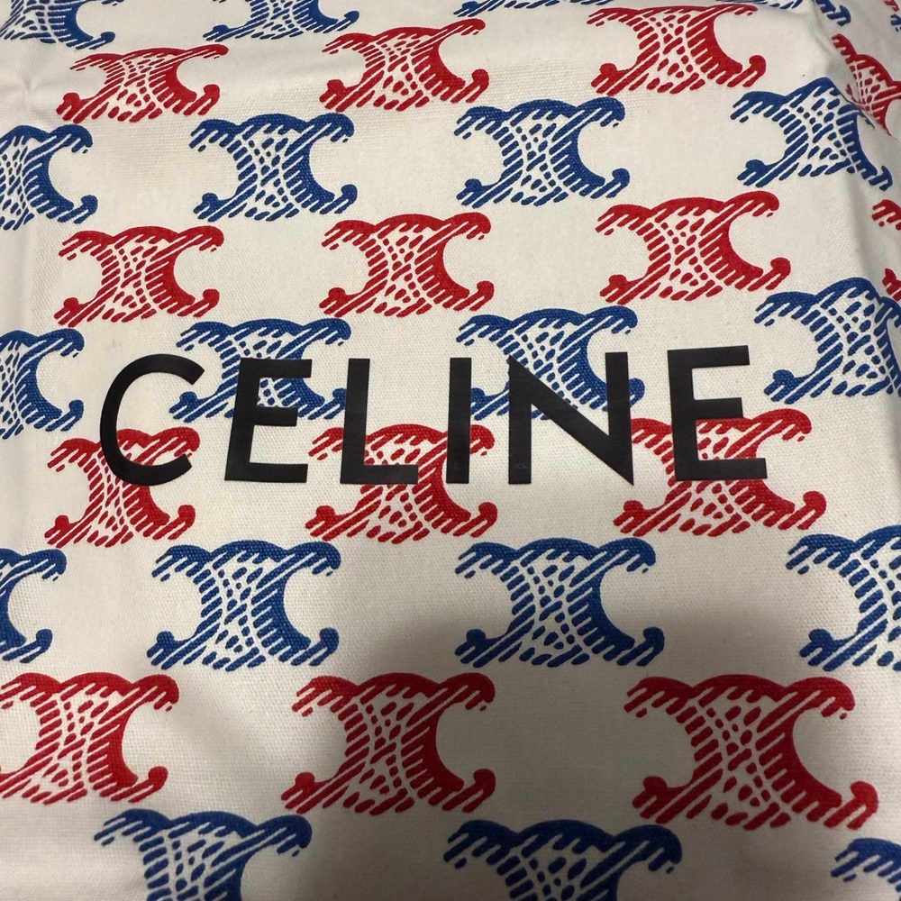 New Canvas Celine GWP Tote with Red and Blue Design on White - Picture 4 of 6
